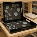 Comfy Homes Durable Multi-Use Premium Printed Rectangular Melamine Serve Ware Set with 3 Trays (Small, Medium & Large) (Coffee Tray)-4