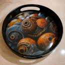 Comfy Homes Round Melamine Tray | Durable, Stackable Serving Tray | Premium Printed Serveware for Kitchen, Dining Table, Coffee Table, Office Desk, Parties, Snacks, Breakfast & More (Sea Shell)-6