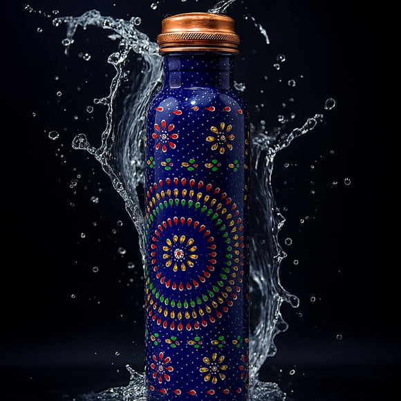 Comfy Homes 100% Copper Water Bottle, 1 Litre | Durable, Leak Proof & Rust Proof | Handicraft Finish & Timeless Luxury Design | Non-Toxic, BPA Free, Boosts Immunity & Yoga Health Benefits (Infinity)