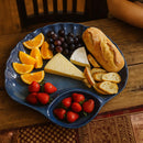 Comfy Homes Ceramic Serving Platter | Elegant Stoneware Snack & Dinner Plate | Stylish Brown Modern Design | Ideal for Starters, Snacks, Desserts & Parties (Blue)-3