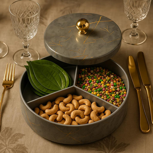 Comfy Homes Mini Multipurpose Candy Set | Elegant Decorative Candy Storage Box for Chocolates, Dry Fruits, Snacks & Sweets | Premium Gifting Box for Home & Festive Return Gifts (Grey)