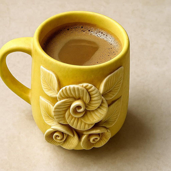 Comfy Homes Ceramic Milk and Coffee Mug | Premium Stoneware Cup for Hot & Cold Beverages | Stylish Brown Modern Design | Perfect for Tea, Milk, Coffee & Gifting (Yellow)