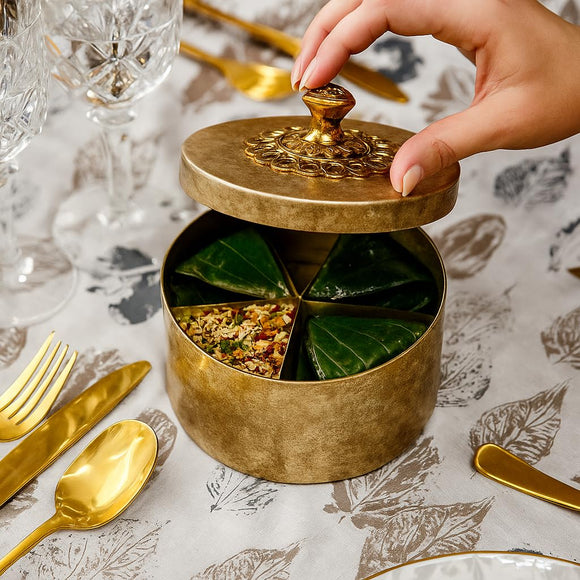 Comfy Homes Mini Multipurpose Candy Set | Elegant Decorative Candy Storage Box for Chocolates, Dry Fruits, Snacks & Sweets | Premium Gifting Box for Home & Festive Return Gifts (Golden)