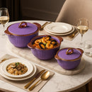 Comfy Homes Set of 3 Casseroles, 1000 2000 3000 ML | Inner Stainless Steel Outer Plastic Material | BPA Free, Food Grade Hot Pot | Easy to Carry Insulated Roti, Chapati & Kitchen Storage Set (Purple)-5