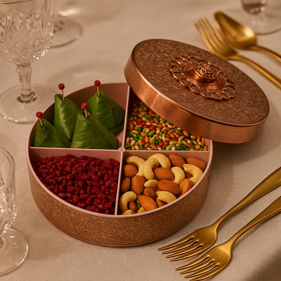 Comfy Homes Mini Multipurpose Candy Set | Elegant Decorative Candy Storage Box for Chocolates, Dry Fruits, Snacks & Sweets | Premium Gifting Box for Home & Festive Return Gifts (Rose Gold)