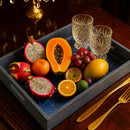 Comfy Homes Stylish Wooden Tray | Handcrafted Multipurpose Serving Tray with Handles | Durable, Food-Safe and Eco-Friendly | Perfect for Tea, Coffee, Snacks, Breakfast and Home Decor (Blue)-3