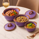 Comfy Homes Set of 3 Casseroles, 1000 2000 3000 ML | Inner Stainless Steel Outer Plastic Material | BPA Free, Food Grade Hot Pot | Easy to Carry Insulated Roti, Chapati & Kitchen Storage Set (Purple)-7