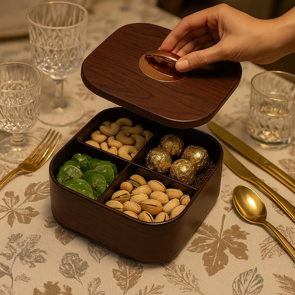 Comfy Homes Multipurpose Revolving Candy Set | Premium Decorative Dry Fruit Box & Chocolate Storage Organizer | Stylish Revolving Serving Container for Candies, Snacks, Sweets & Gifting (Nobility)