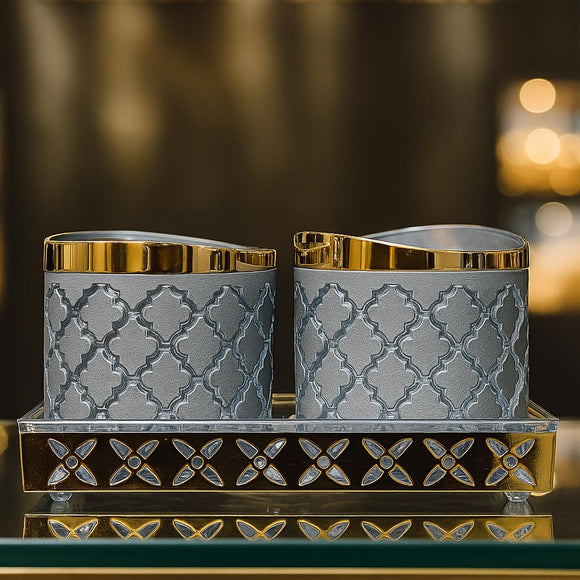 Comfy Homes 2 in 1 Revolving Dry Fruit & Snack Storage Box | 2-Section Multi-Purpose Jar Container | Square Shape Dry Food Organizer, Serving Platter & Gift Box for Home & Festive Use (Serene Blue)