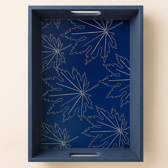 Comfy Homes Stylish Wooden Tray | Handcrafted Multipurpose Serving Tray with Handles | Durable, Food-Safe and Eco-Friendly | Perfect for Tea, Coffee, Snacks, Breakfast and Home Decor (Blue)