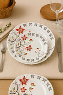 Comfy Homes Round Melamine 41 Pcs Dinner Set | 6 Dinner Plates, 6 Small Plates, 1 Serving Tray, 3 Big Serving Bowls with Lid, 12 Small Bowls, 6 Spoons, 4 Serving Spoons (Orange Blossom)-7