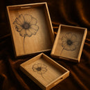 Comfy Homes Wooden Serving Tray | Handcrafted Natural Wood Trays for Snacks, Tea, Coffee, Breakfast & Entertaining | Rustic, Durable & Eco-Friendly Kitchenware (Beige, Set of 3)-4