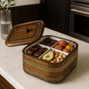 Comfy Homes Revolving Dry Fruit & Snack Storage Box | 4-Section Multi-Purpose Container | Square Shape Dry Food Organizer, Serving Platter & Gift Box for Home & Festive Use (Prestige)-1