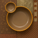 Comfy Homes Ceramic Dual Delight Chip and Dip Platter | Elegant Stoneware Snack & Dinner Plate | Stylish Brown Modern Design | Ideal for Starters, Snacks, Desserts & Parties-3