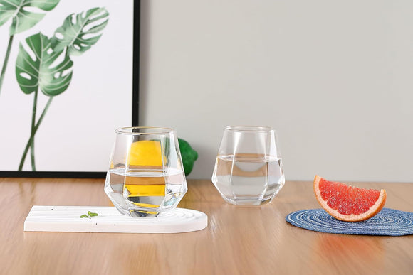 Comfy Homes Delisoga 330 Ml Aquatic Glasses Set Of 6 Pcs - Tall Drinking Glasses For- Water, Juice, Colddrink, Mojito, Cocktail, Lead-Free, Perfect For Home, Restaurants And Parties (Diamond Flush)