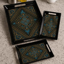 Comfy Homes Durable Multi-Use Premium Printed Rectangular Melamine Serve Ware Set with 3 Trays (Small, Medium & Large) (Royal Monarch)-1