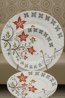 Comfy Homes Round Melamine 41 Pcs Dinner Set | 6 Dinner Plates, 6 Small Plates, 1 Serving Tray, 3 Big Serving Bowls with Lid, 12 Small Bowls, 6 Spoons, 4 Serving Spoons (Orange Blossom)-8