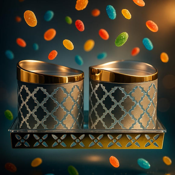 Comfy Homes 2 in 1 Revolving Dry Fruit & Snack Storage Box | 2-Section Multi-Purpose Jar Container | Square Shape Dry Food Organizer, Serving Platter & Gift Box for Home & Festive Use (Serene Blue)