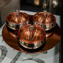 Comfy Homes 3 in 1 Dry Fruit Container | Mirror Finish Dry Food Storage Box I Gifting Use & Multi-Purpose Food Grade Stainless Steel Box I Serving Platter with 3 Sections (Rose Gold)-3