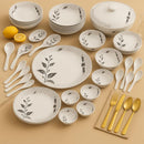 40 Pcs Melamine Dinner Set | Round Design with Dinner Plates, Small Plates, Serving Tray, Bowls with Lids, Spoons & Serving Spoons | Unbreakable & Lightweight Dinnerware (Matte Black)-7