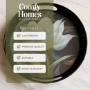 Comfy Homes Round Melamine Tray | Durable, Stackable Serving Tray | Premium Printed Serveware for Kitchen, Dining Table, Coffee Table, Office Desk, Parties, Snacks, Breakfast & More (White Lily)-7