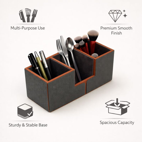 The Sovereign Multi-Tasker: Handcrafted Vegan Leather Divided Organizer Cup (Ocean Orange)