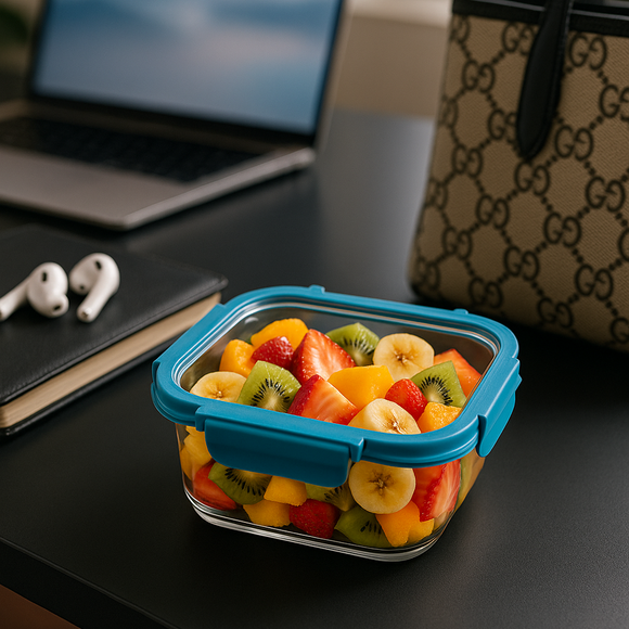 Comfy Homes Glass Container Set of 1 | Lunch & Storage Box for School, Office | Easy to carry and Durable | (370ml)