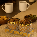 Comfy Homes Revolving Dry Fruit Container Collection | Dry Food Storage Box I Gifting Use I Multi-Purpose Box I Serving Platter with 4 section (Golden Bliss Set of 2)-4