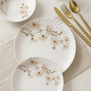 Comfy Homes Round Melamine 41 Pcs Dinner Set | 6 Dinner Plates, 6 Small Plates, 1 Serving Tray, 3 Big Serving Bowls with Lid, 12 Small Bowls, 6 Spoons, 4 Serving Spoons (Amber Grace)-5