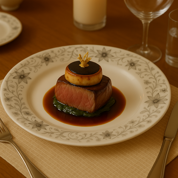 Comfy Homes Round Melamine 41 Pcs Floral Dinner Set | 6 Dinner Plates, 6 Small Plates, 1 Serving Tray, 3 Big Serving Bowls with Lid, 12 Small Bowls, 6 Spoons, 4 Serving Spoons (Royal Black)