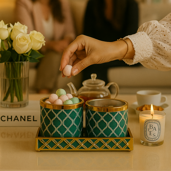 Comfy Homes Revolving Dry Fruit Container Collection | Dry Food Storage Box I Gifting Use I Multi-Purpose Box I Serving Platter with 4 section (Magical Green Set of 2)