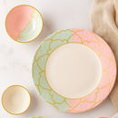 Comfy Homes Round Melamine 41 Pcs Dinner Set | 6 Dinner Plates, 6 Small Plates, 1 Serving Tray, 3 Big Serving Bowls with Lid, 12 Small Bowls, 6 Spoons, 4 Serving Spoons (The Nawabi Series)-6