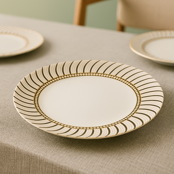 Comfy Homes Round Melamine 41 Pcs Dinner Set | 6 Dinner Plates, 6 Small Plates, 1 Serving Tray, 3 Big Serving Bowls with Lid, 12 Small Bowls, 6 Spoons, 4 Serving Spoons (Jasmine Glow)