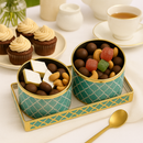 Comfy Homes Revolving Dry Fruit Container Collection | Dry Food Storage Box I Gifting Use I Multi-Purpose Box I Serving Platter with 4 section (Magical Green Set of 2)-6