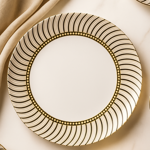 Comfy Homes Round Melamine 41 Pcs Dinner Set | 6 Dinner Plates, 6 Small Plates, 1 Serving Tray, 3 Big Serving Bowls with Lid, 12 Small Bowls, 6 Spoons, 4 Serving Spoons (Jasmine Glow)