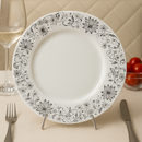 Comfy Homes Round Melamine 41 Pcs Floral Dinner Set | 6 Dinner Plates, 6 Small Plates, 1 Serving Tray, 3 Big Serving Bowls with Lid, 12 Small Bowls, 6 Spoons, 4 Serving Spoons (Royal Black)-5