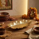 Comfy Homes 12-Inch Ceramic Serving Platter with Brass Finish – Luxury Statement Tableware for Elegant Hosting-1