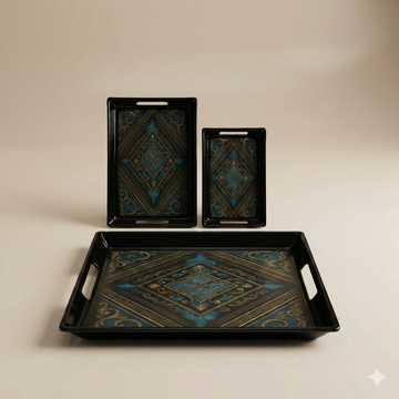 Comfy Homes™ Premium Multi-Purpose Melamine Tray Set (Set of 3)(Small, Medium & Large) (Royal Monarch)