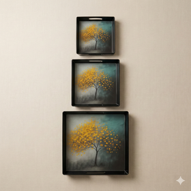 Comfy Homes™ Premium Multi-Purpose Melamine Tray Set (Set of 2)(Medium & Large) (Autumn Breeze) - 0