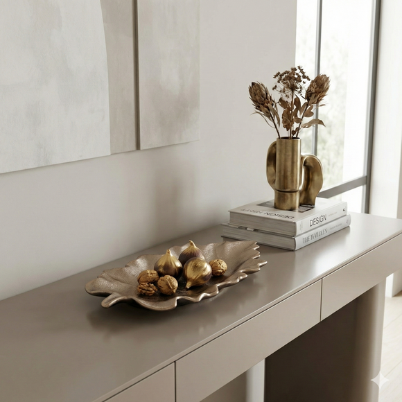 Comfy Homes 12-Inch Ceramic Serving Platter with Brass Finish – Luxury Statement Tableware for Elegant Hosting