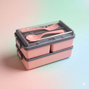 Comfy Homes Stackable Plastic Tiffin Box Set – 5-Piece Food-Grade Lunch Box for School, Office & Travel (Pink)-1