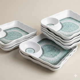 Everyday Serve Plate Set | Lightweight Melamine Plates for Snacks & Small Meals (Rage Green) - 0