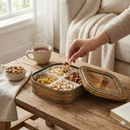 Comfy Homes Revolving Dry Fruit & Snack Storage Box | 4-Section Multi-Purpose Container | Square Shape Dry Food Organizer, Serving Platter & Gift Box for Home & Festive Use (Prestige)-2