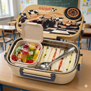 Insulated Steel Lunch Box 500ml with Sweet Box & Spoon | Leak-Proof Kids Tiffin | Hot & Fresh Meals On-the-Go (Yellow Racer)-4