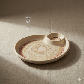 Comfy Homes Divided Serving Platter Set – Modern Snack & Dip Plate for Everyday Hosting and Sharing (Dual Sphere)