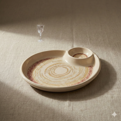 Comfy Homes Divided Serving Platter Set – Modern Snack & Dip Plate for Everyday Hosting and Sharing (Dual Sphere)