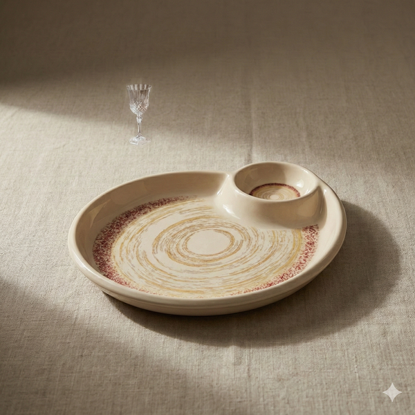 Comfy Homes Divided Serving Platter Set – Modern Snack & Dip Plate for Everyday Hosting and Sharing (Dual Sphere)