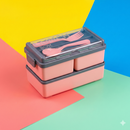 Comfy Homes Stackable Plastic Tiffin Box Set – 5-Piece Food-Grade Lunch Box for School, Office & Travel (Pink)-3