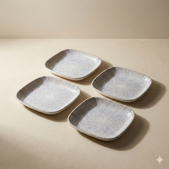 Snack & Chaat Serve Plate Set | Premium Melamine Plates For Indian Serving (Reef Blue)