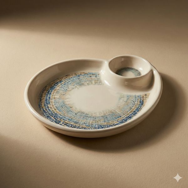 Comfy Homes Divided Serving Platter Set – Modern Snack & Dip Plate for Everyday Hosting and Sharing (Coral Blue)